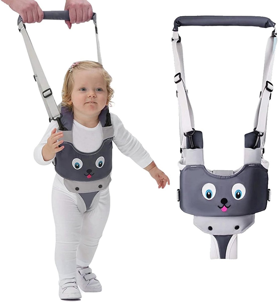 Baby Wandelen Harnas - Peuter Assistent - Leren Lopen - 4-in-1 Verstelbaar - 7-24 Maanden - Grijs