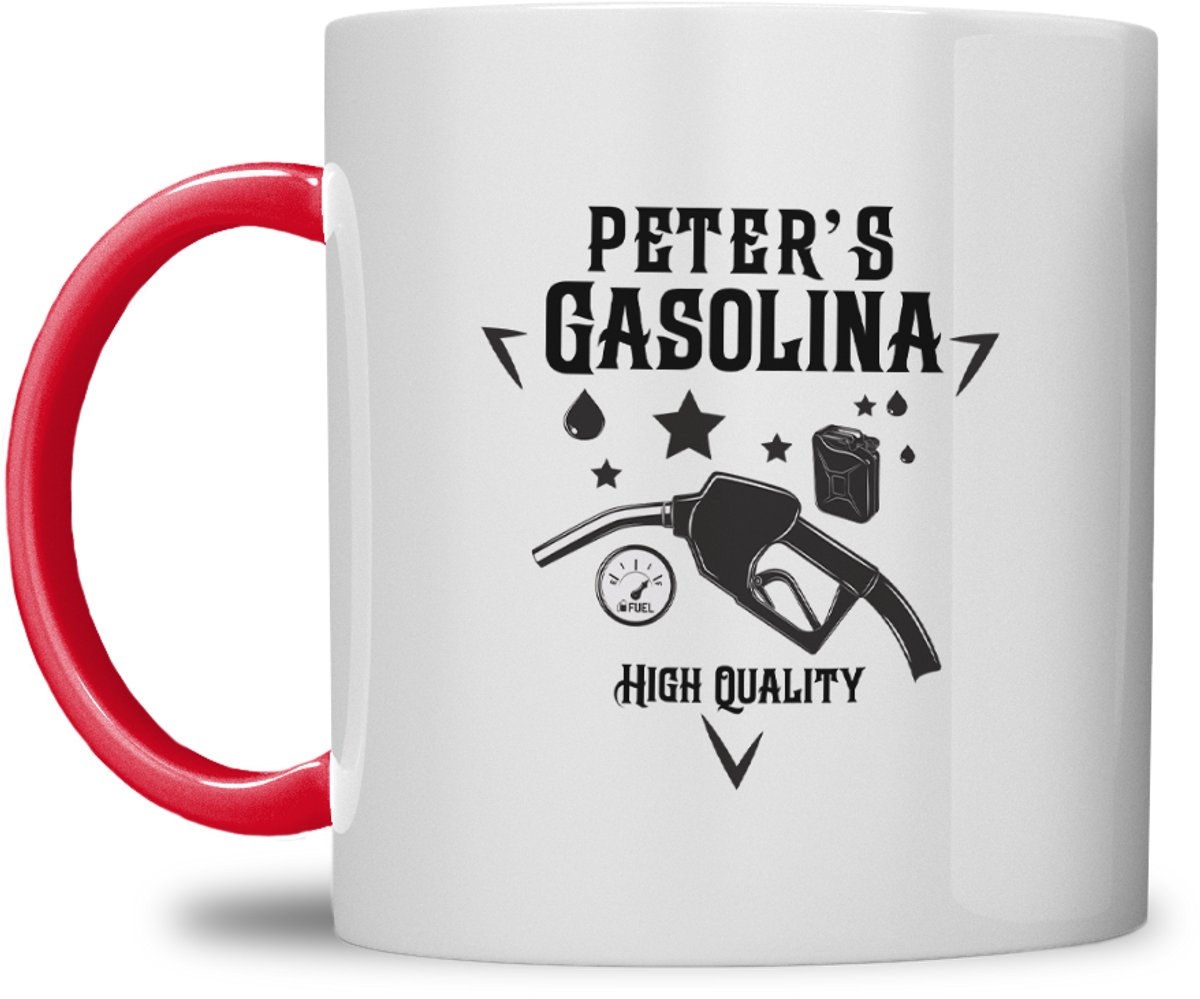 Mok | Gepersonaliseerde Gasolina Koffiemok met Naam | Koffie is Mijn Brandstof | Rood
