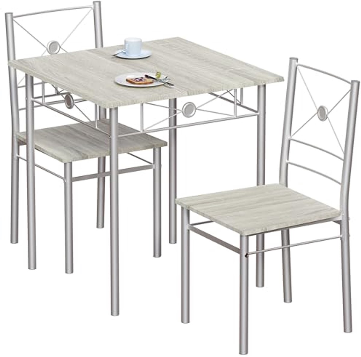 Eettafel Stoel Set - Keuken Meubelset - Kleine Ruimtes - Ruimtebesparend Ontwerp - 70 x 70 cm - Eiken
