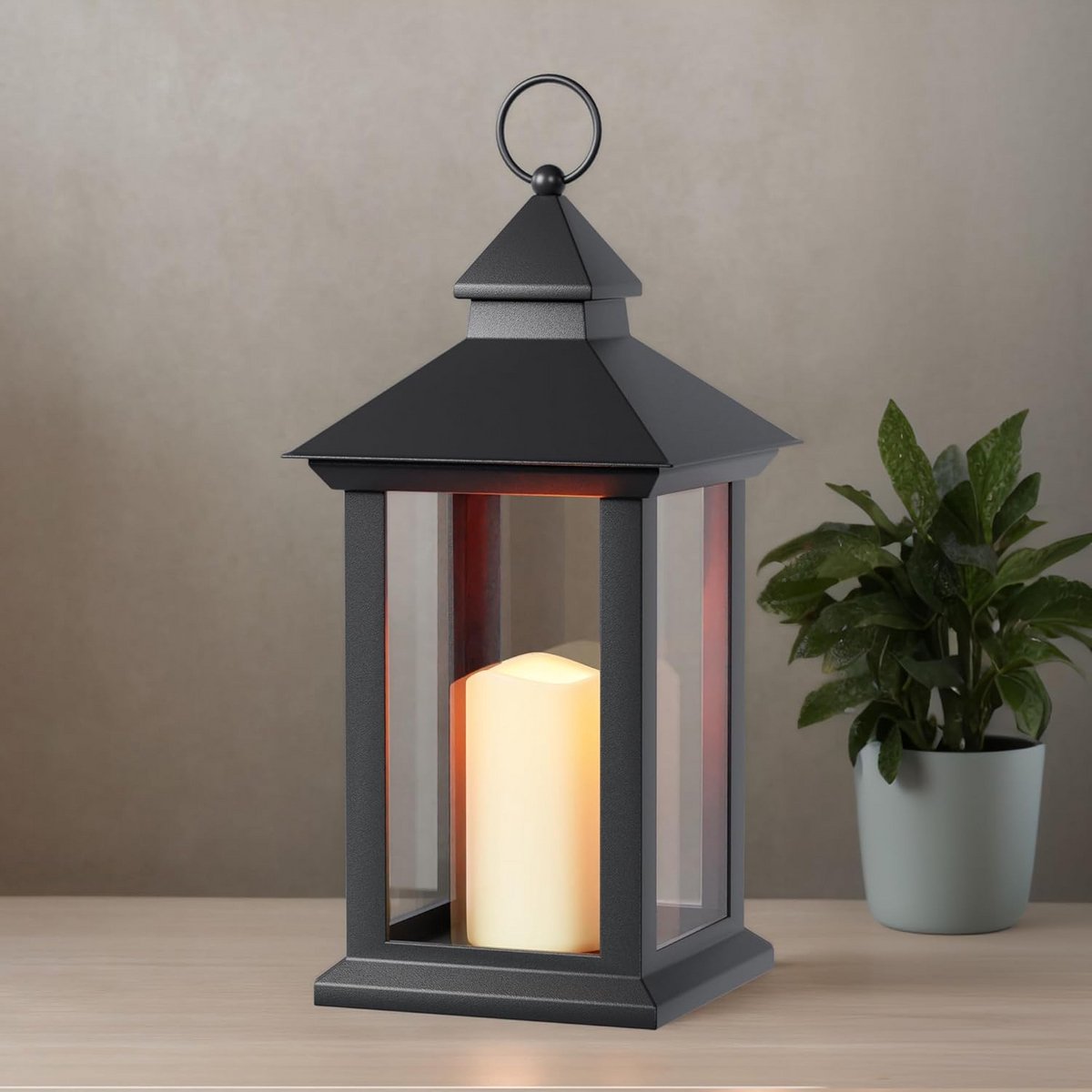 Decoratieve Lantaarn - Buitenlamp Kaars - Sfeerverlichting Tuin - Met Timerfunctie - 33 cm
