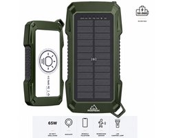 RoxPeak® Titancharge X2 - Solar Powerbank 50.000 MaH - 65W Snellader - Geschikt voor alle smartphones & Tablets - 2x USB A + 2x USB-C - LED Display - Kampeerlamp - Sensor Alarm - Outdoor - Noodpakket - Universeel - Groen