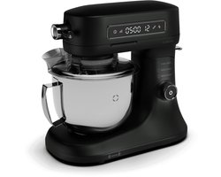 Klarstein Chiara 1600W Keukenmachine – 5L roestvrijstalen kom, 12 snelheden, LCD-touchdisplay, Stil ≤72 dB, Vaatwasserbestendige patisserieset, Aluminium spuitgietbehuizing, Zwart