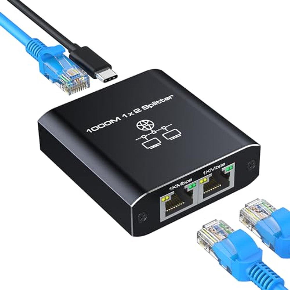 Netwerk Splitter - LAN Switch - Internet Delen - 1000Mbps Snelheid - 15x8x1 cm - Zilver