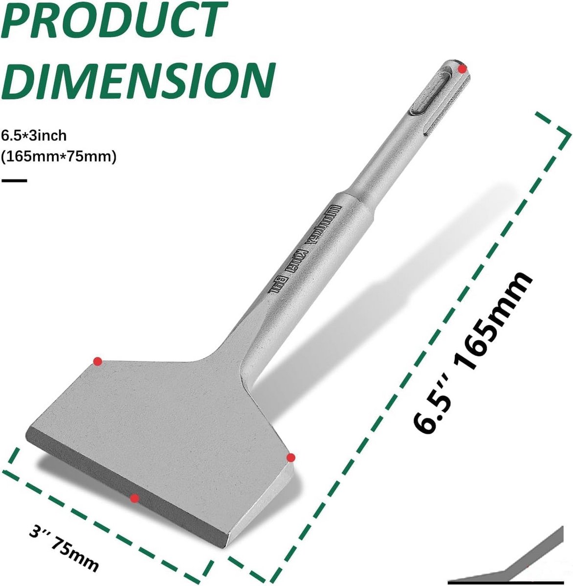 Tegelbeitel SDS Plus - Wand vloerschraper - Oude tegels verwijderen - Gebogen schraper - 165x75 mm - Metaal