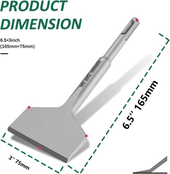 SDS Plus tegelbeitel 165 mm x 75 mm.