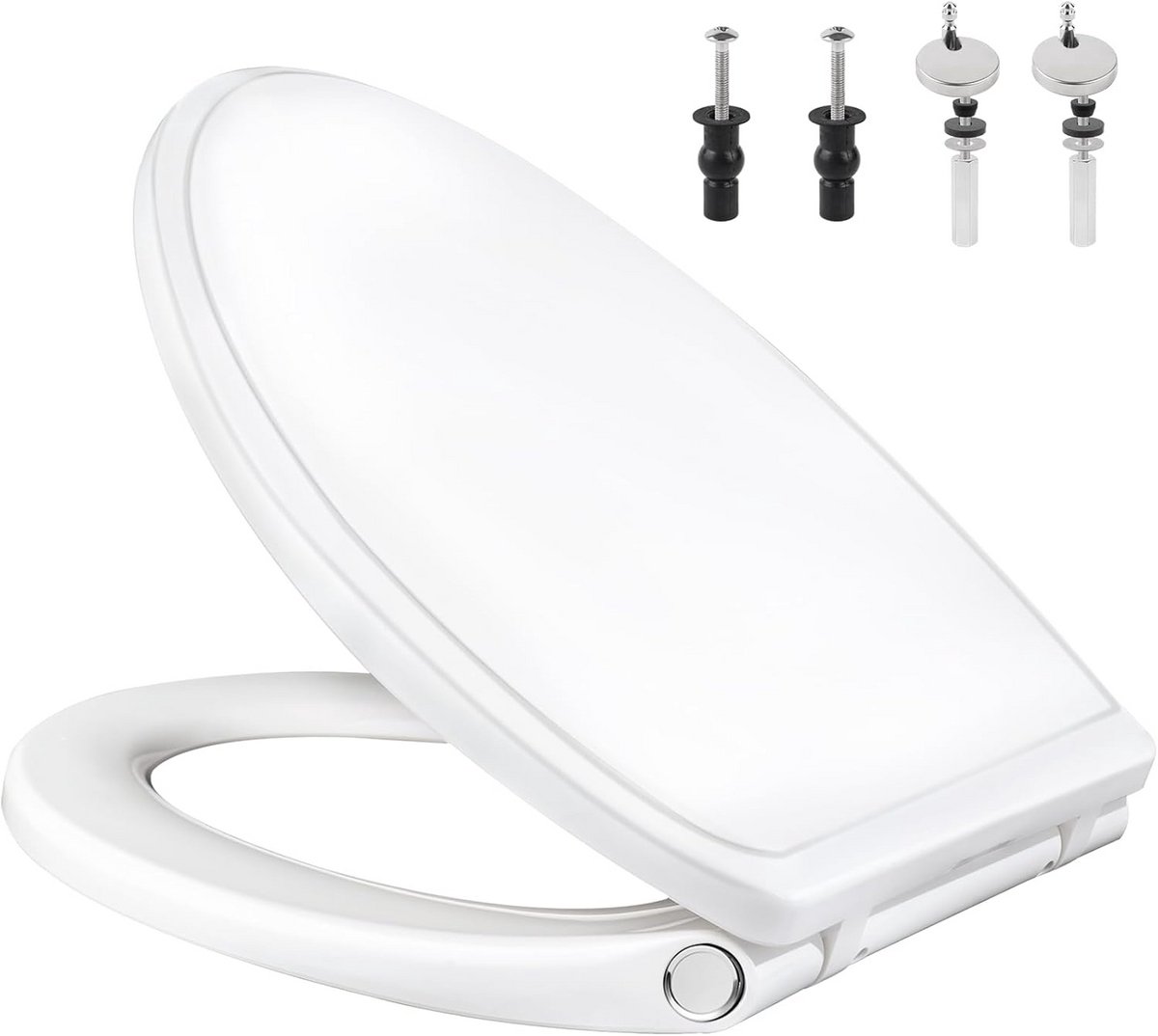 Toiletbril met Deksel - Ovale Toiletzitting - Badkamer Vernieuwen - Softclose & Snelmontage - Langwerpig Model - Wit