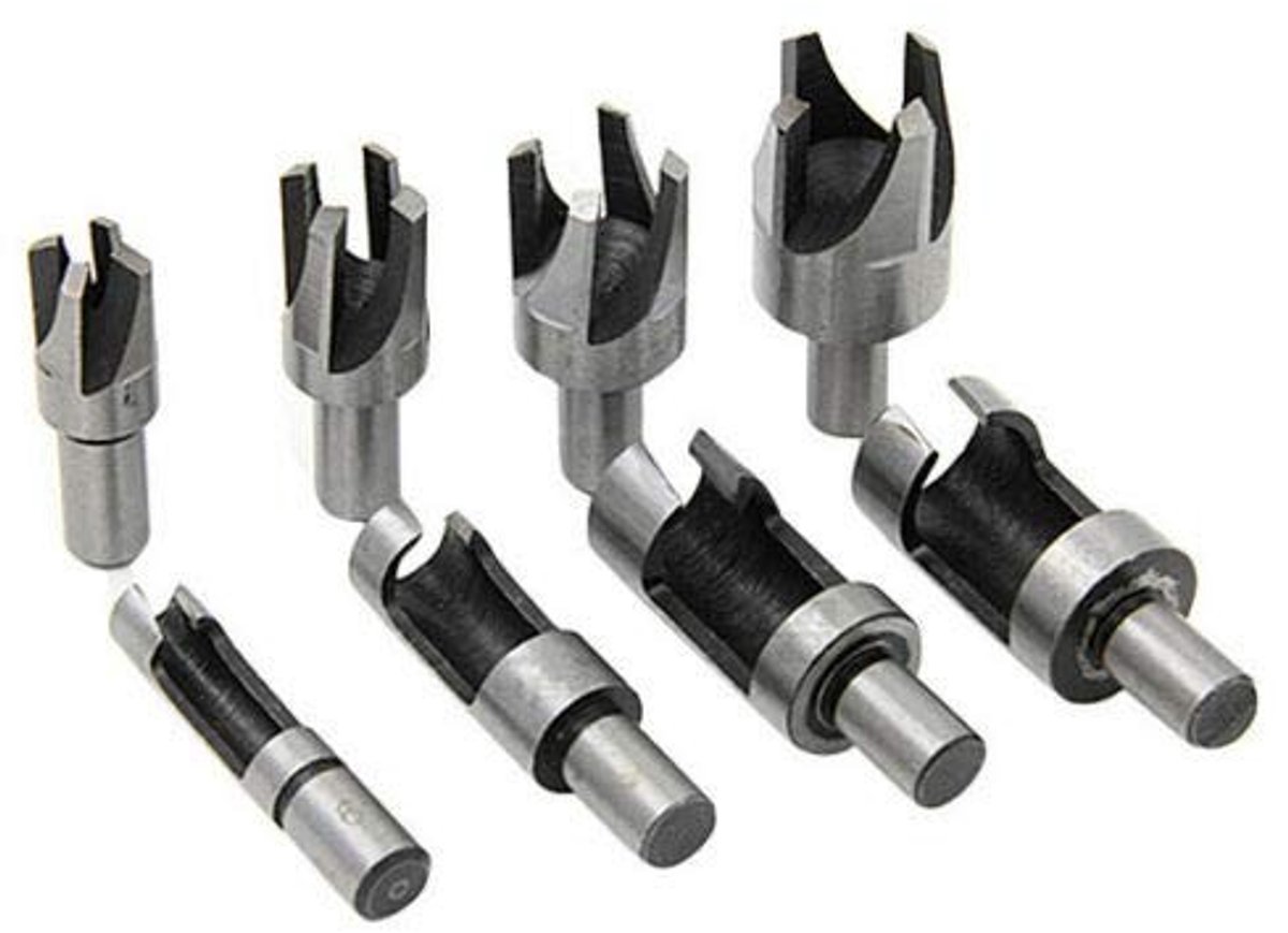 Dailygoods - Power Cutter Set - 8-delige HSS Cork Knife & Plug Drill Set voor Houtbewerking