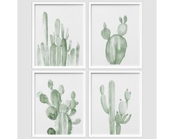 SIGNWIN Nature Wilderness kunstdrukken muurschilderingen set van 4 botanische bloemen wandafbeeldingen woonkamer slaapkamer 28 x 35,6 cm wit