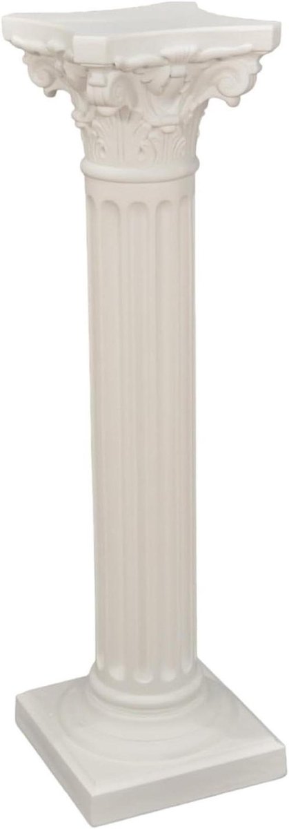 Cinar Decoratieve zuil in Korinthische stijl, hoogte 100 cm, breedte 30 cm, kleur wit
