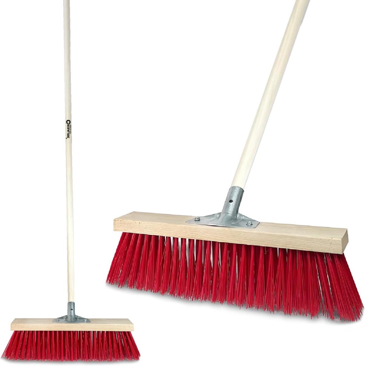Crisalide® - Borstel voor de industrie, 40 cm, voor buiten, Swiss-systeem, van pvc, compleet met handvat van 150 cm, hoge dichtheid, rode borstelharen met 6 rijen