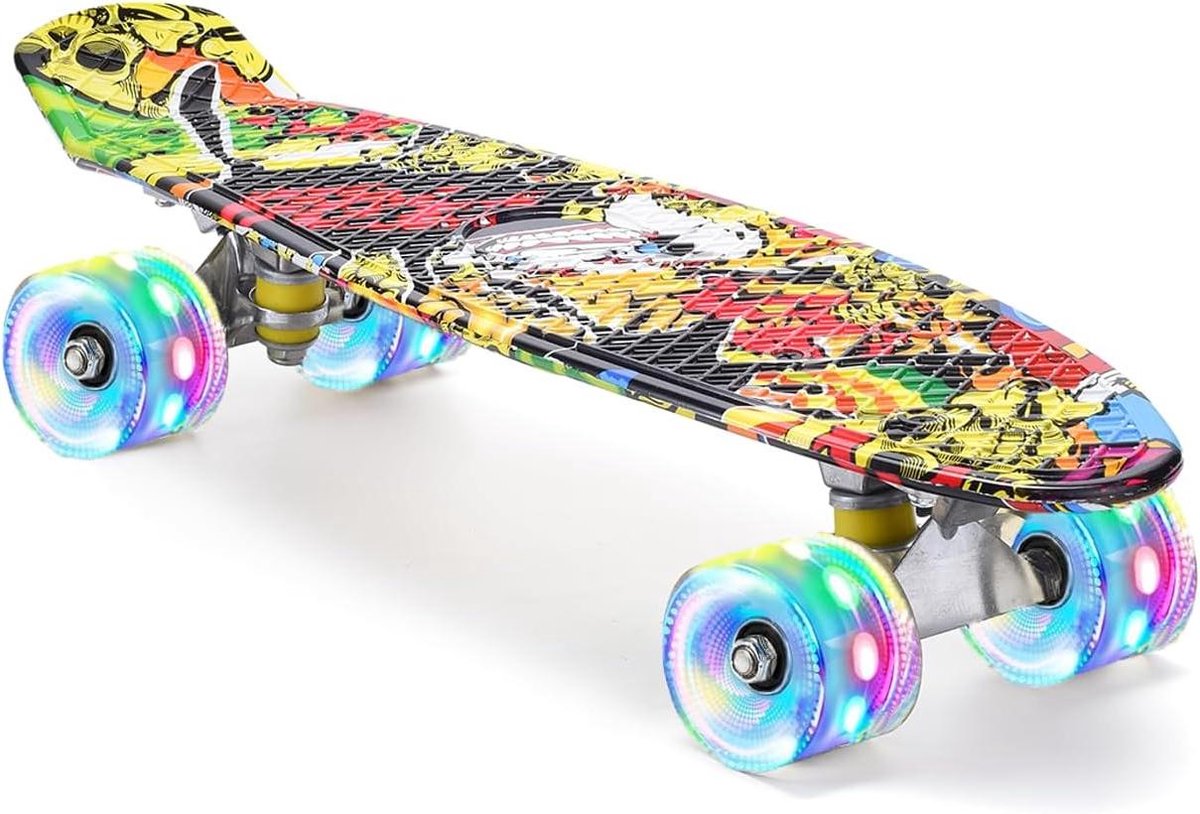 Mini Skateboard Cruiser Board Stap op en rij LED knipperende wielen 22 inch