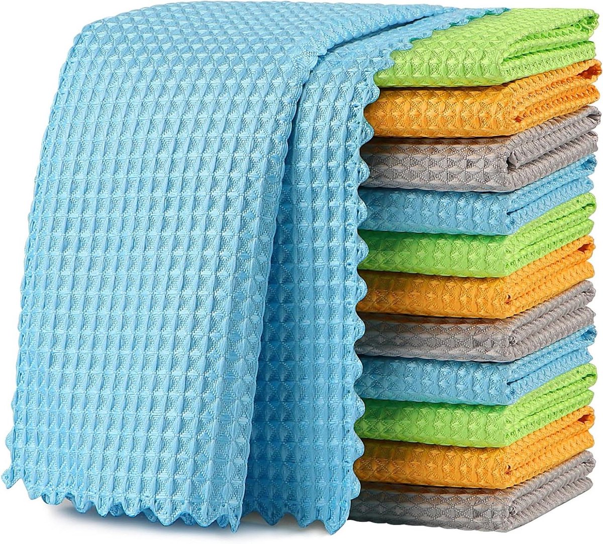 Microvezeldoeken Set - Glasdoeken - Streeploos Reinigen - Pluisvrij - 12 Stuks - Meerkleurig
