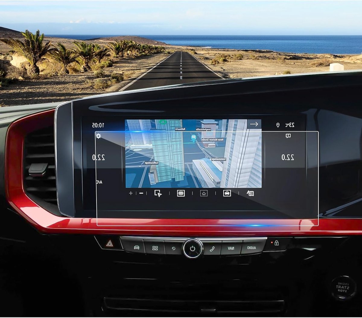 Navigatiescherm Beschermfolie voor Opel Mokka B/Mokka-e/Astra L/Grandland 2022-2024, 9H Gehard Glas, Schermbeschermer voor GPS en Touchscreen (10 Inch)