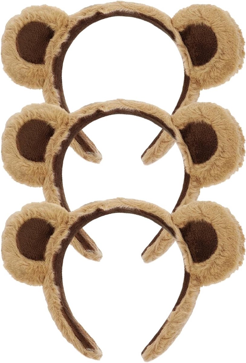 Set van 3 dierenhoofdbanden voor kinderen en volwassenen, berenoren, muizenkoppen, haarbanden voor dames en meisjes, dierenaccessoires voor feestjes en kostuums