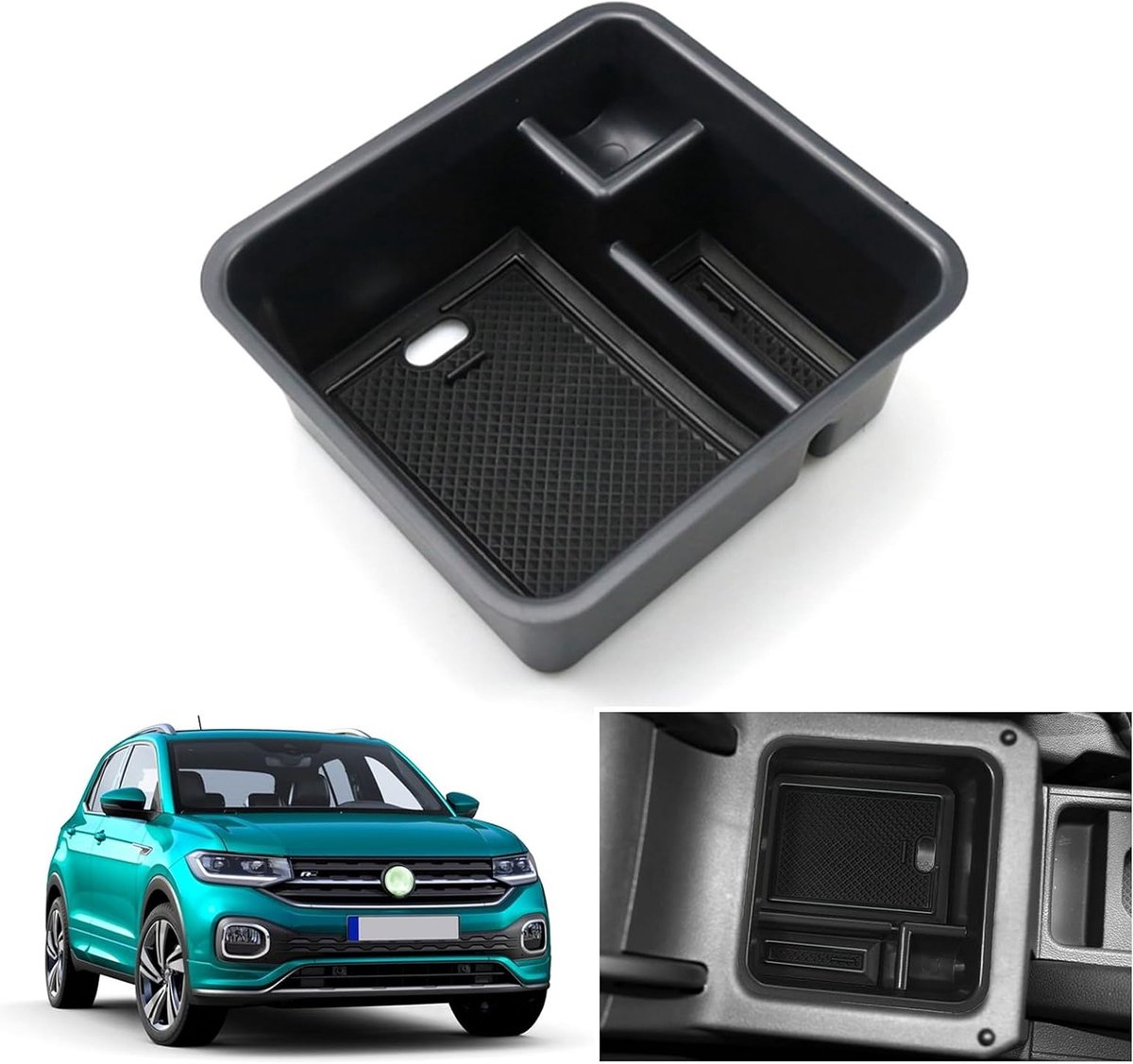 Center Console Opbergdoos voor VW T-Cross 2018-2024, Armsteun Organizer en Handschoenenkast Accessoires, Zwart en Praktisch Design