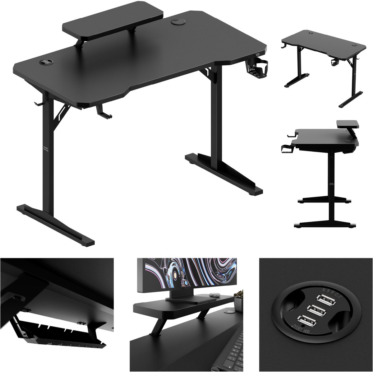 Mark Adler Leader 5.1 - Computerbureau - met plank - met 5V USB-oplader - zwart