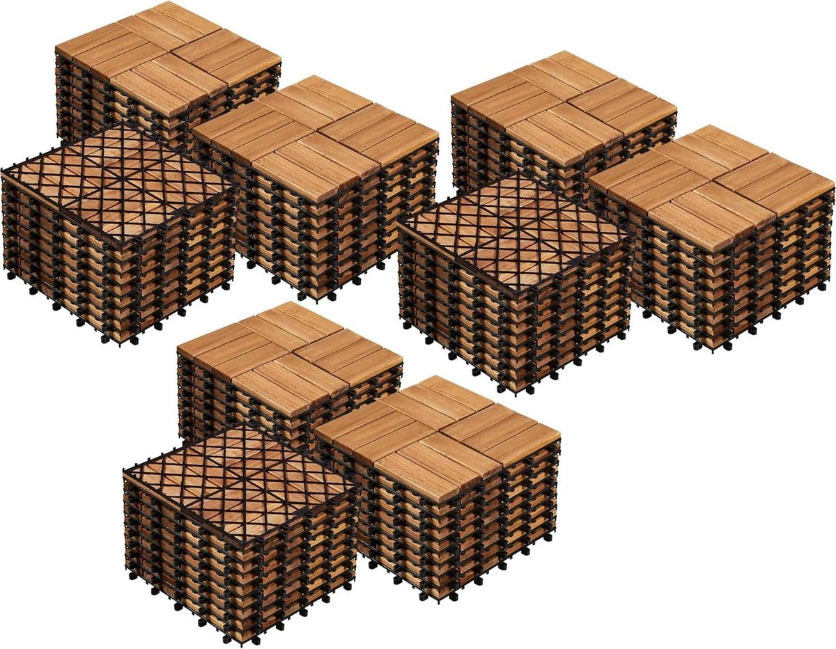 Houten Vloertegels - Balkon Terras - Buiten Ruimte - Eenvoudig Klik Systeem - 81 Stuks - Bruin