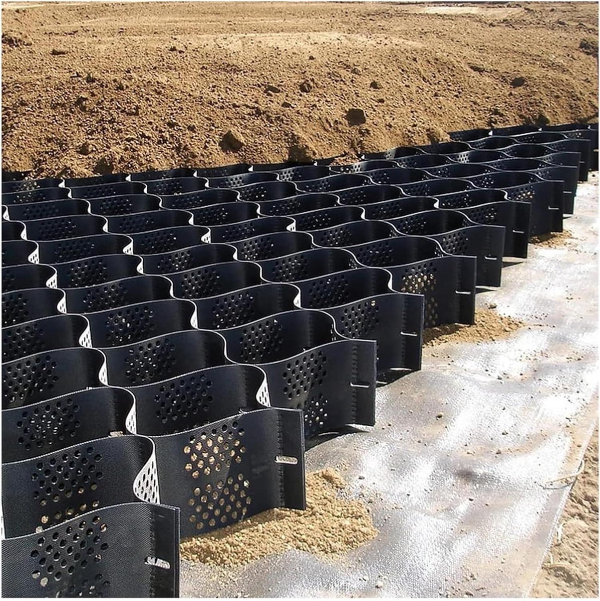 Honingraat Bodemrooster - Grindmat Stabilisator - Opritten Stabiliseren - Snijbaar Ontwerp - 1 m x - Zwart