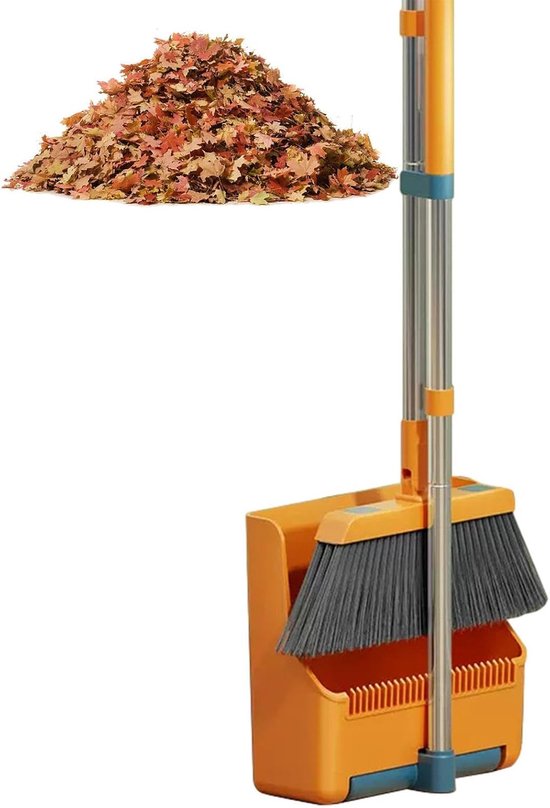 Veegset - Stoffer en blik - Efficiënt schoonmaken - 180 graden draaibaar - Tot 76 cm - Grijs van Merkloos	 — afbeelding 5