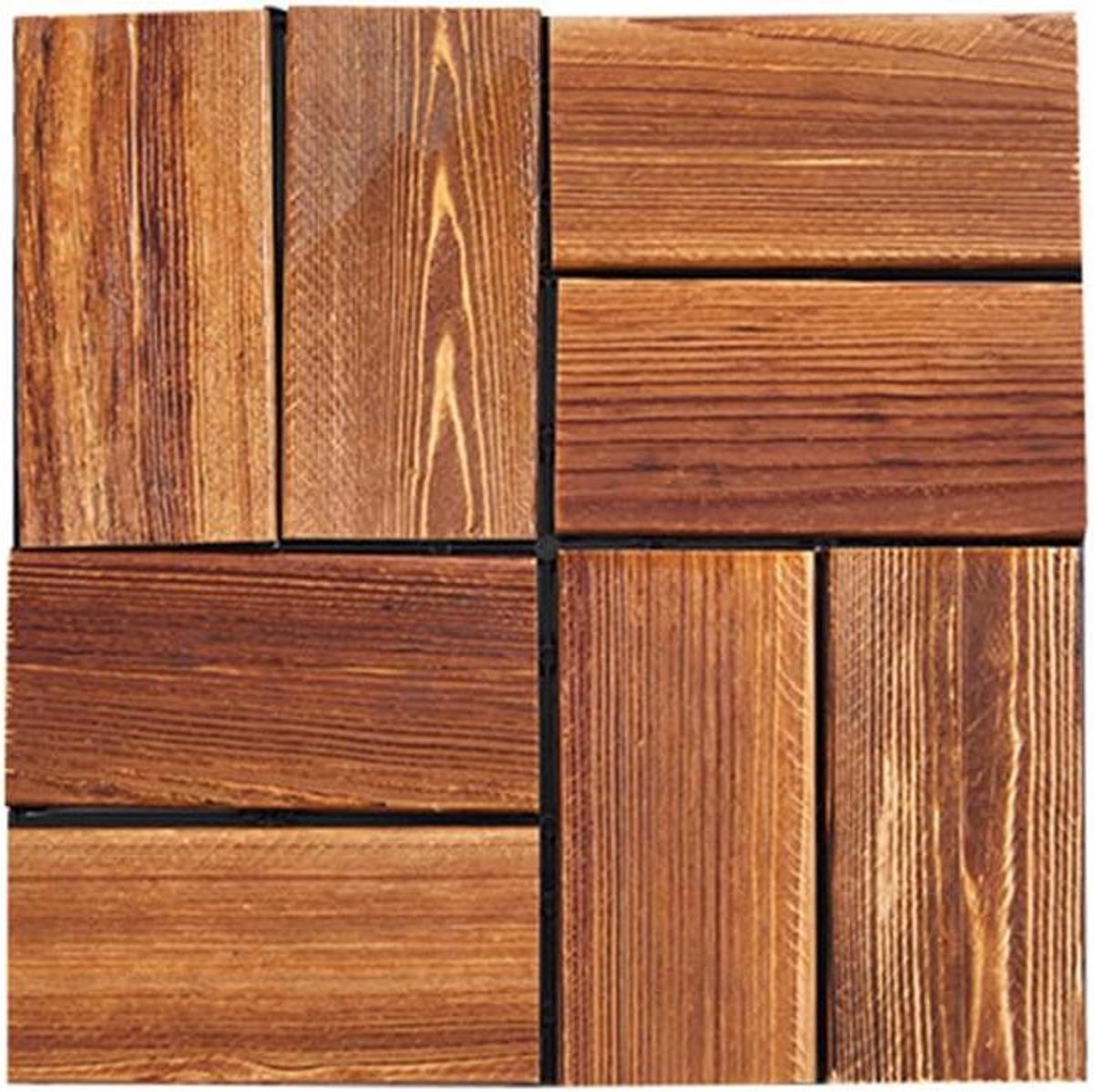 Vlondertegels Buiten - Houten Terrastegels - Tuin Opknappen - In Elkaar Grijpend Ontwerp - 30x30cm 11 Stuks - Houtkleur