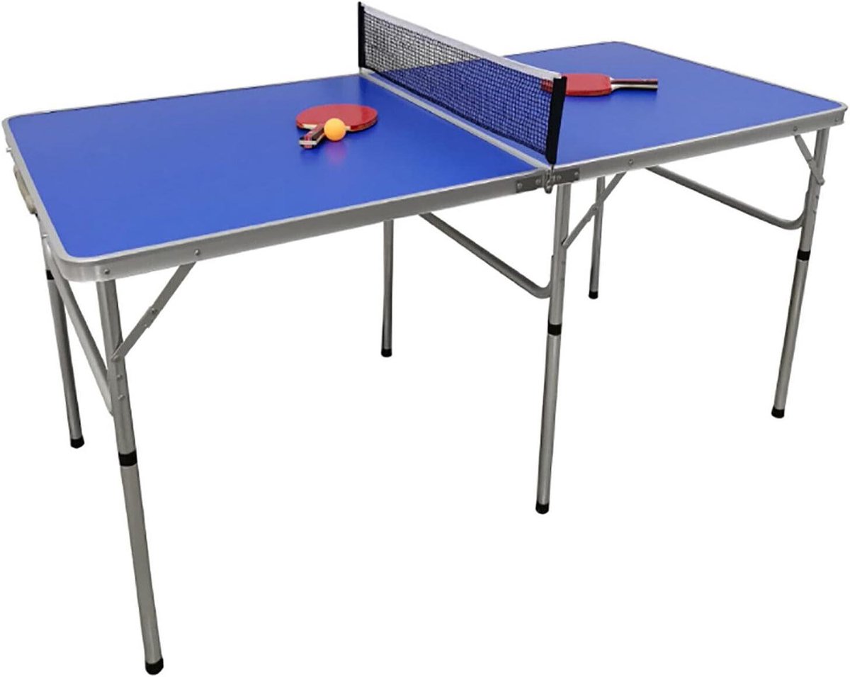 Opvouwbare Tafeltennistafel - Tafeltennis Set - Thuis Sporten - Stabiel Aluminium Frame - 152 x 76 cm - Blauw