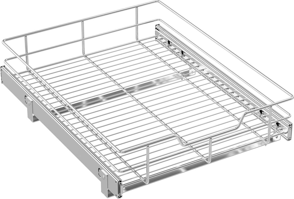 Uittrekbare Mand - Lade Organizer - Keuken Opbergen - Kogellager Systeem - 43 cm Breed - Chroom