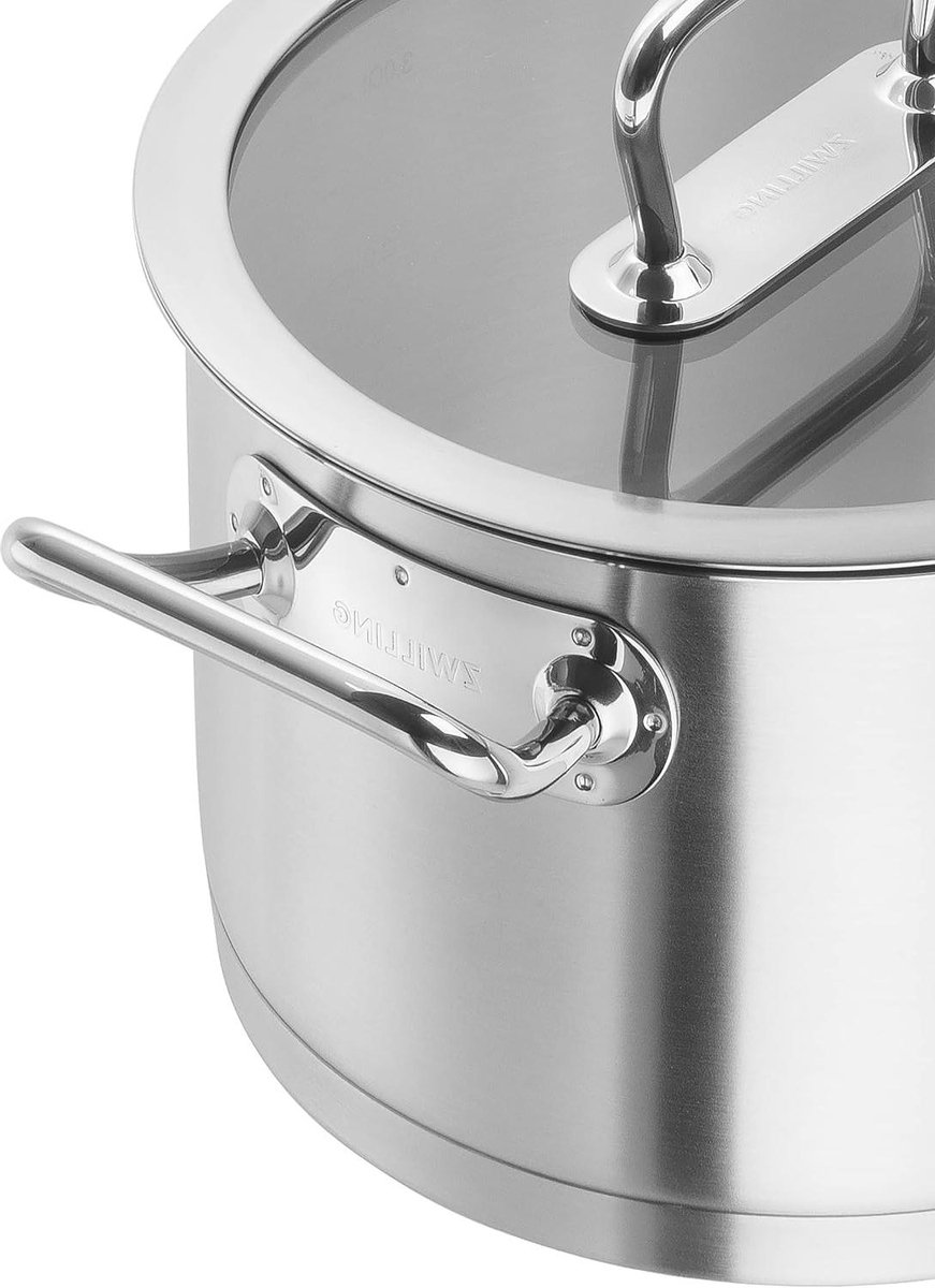 Stoofpan met deksel - Kookpan rond - Langzaam Garen - 18/10 Roestvrij Staal - 24 cm - Zilver