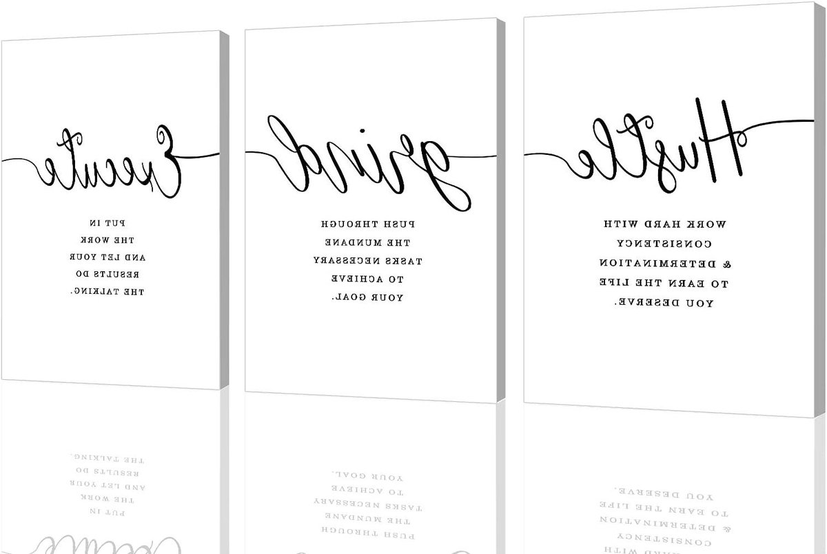 Canvas Muurkunst Set - Inspirerende Prints - Kantoor Decoratie - Klaar om op te hangen - 3x 40x60cm - Wit