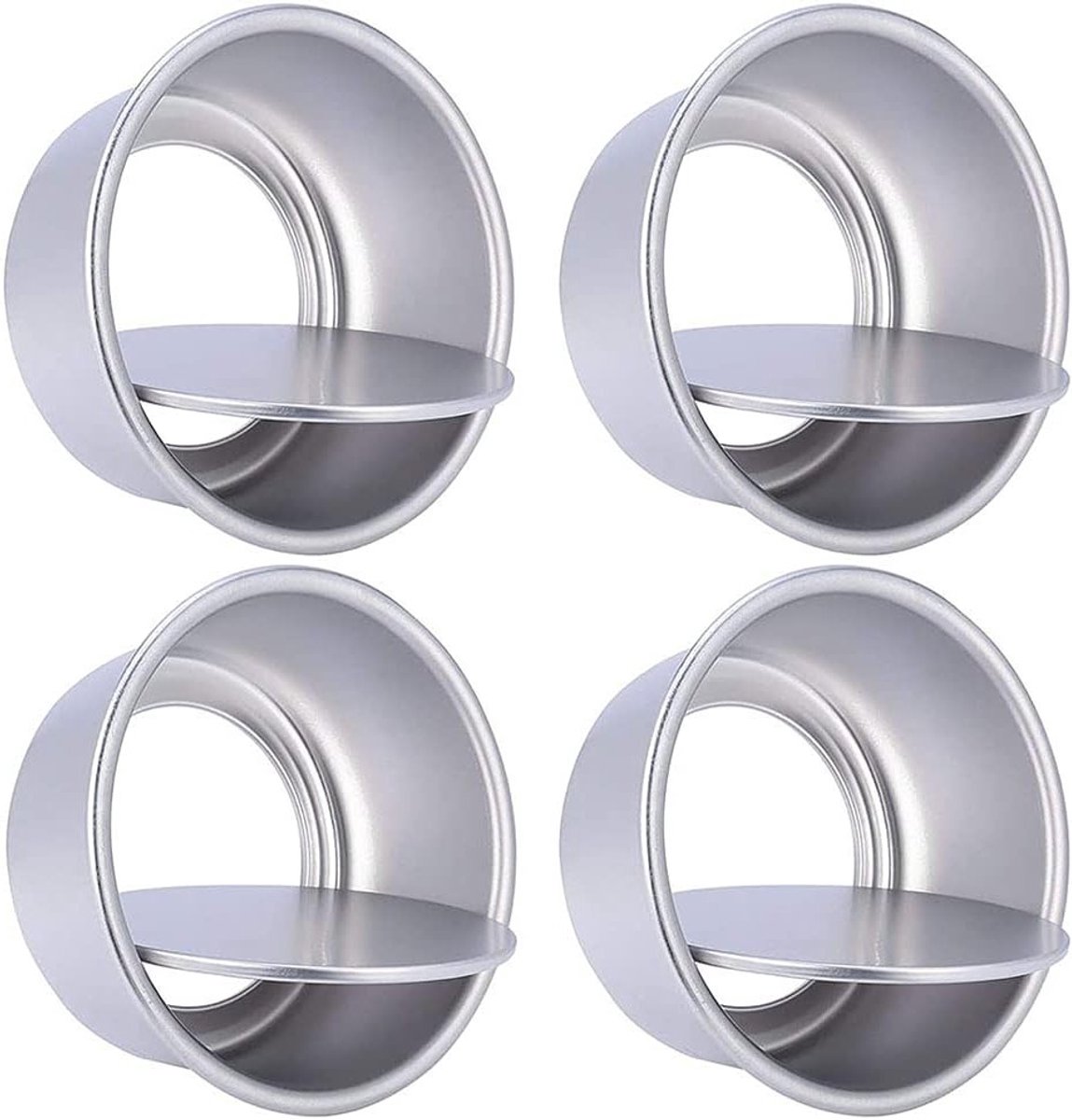 Diepe Ronde Cakevormen 4 Stuks - Aluminium Taartbakvorm voor Bruiloft en Verjaardag