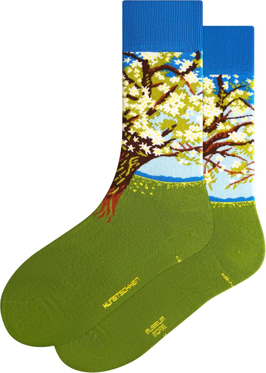Kunst sokken - Beemster, bloeiende boom: Charley Toorop - Sokken Heren 41 46 - Biologisch Katoenen Sokken - funny socks happy - Vrolijke Sokken - Grappige Sokken - Sokken Cadeau