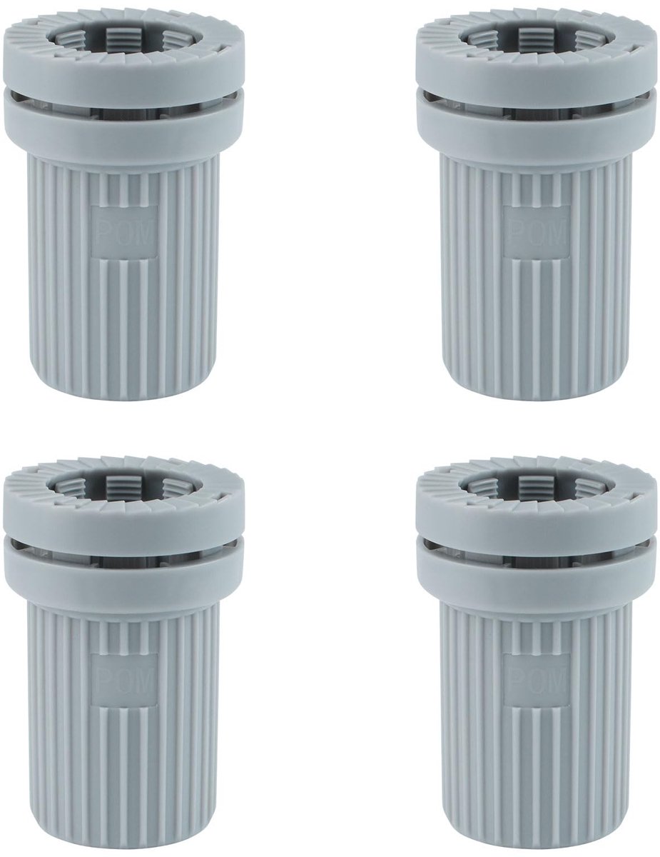 carmdering - Kraanbevestigingsmoer - Sanitair Bevestigingselement - Montageklem - Schroefloos Snelsluitsysteem - Universele Kraanstabilisator - Duurzaam POM-Plastic - Roestvrije Grijze Afwerking - Voorkomt Losse Kranen En Lekken - 4 Stuks