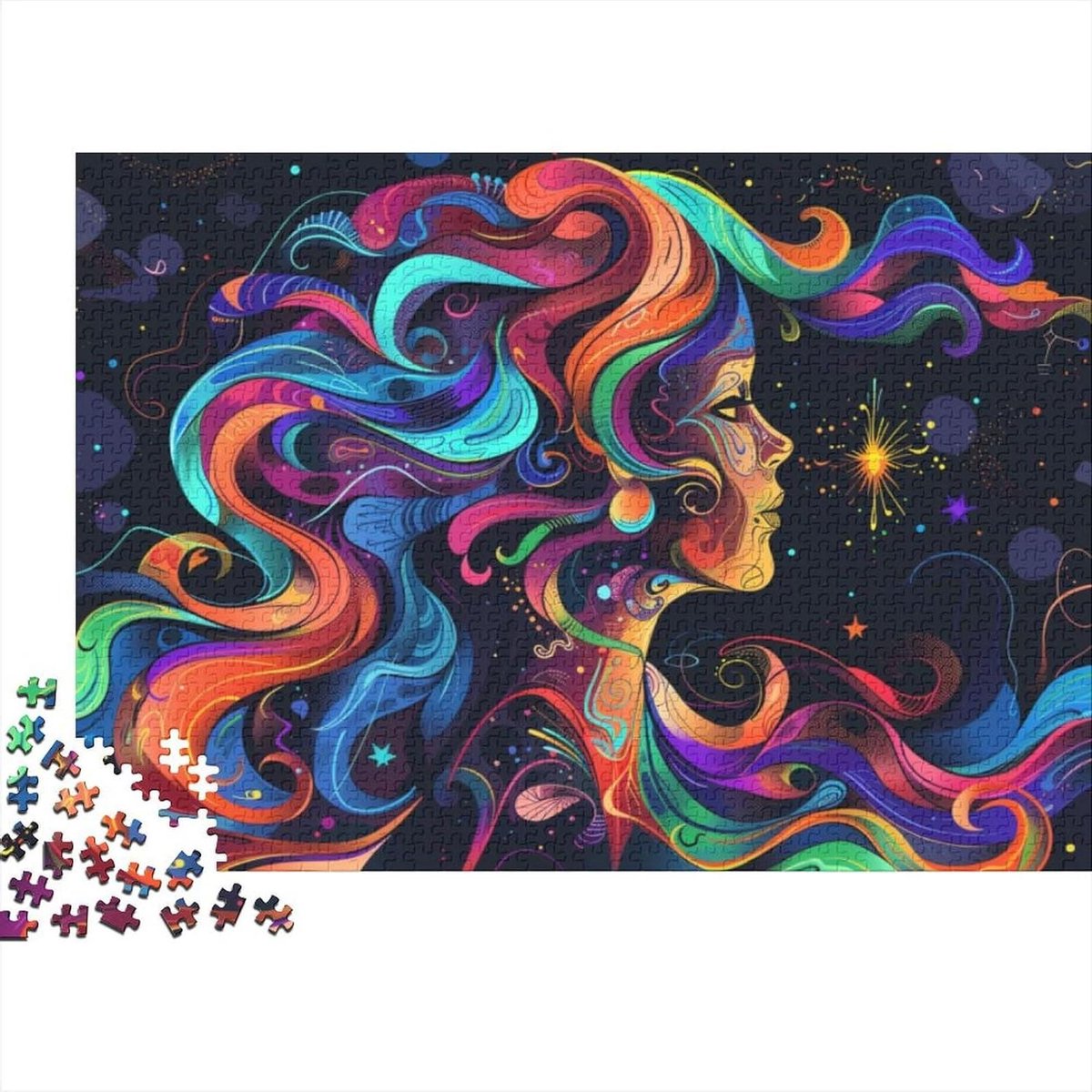 Houten Puzzel - Legpuzzel Volwassenen - Ontspanning Thuis - Met Bonusposter - 75 x 50 cm - Abstract