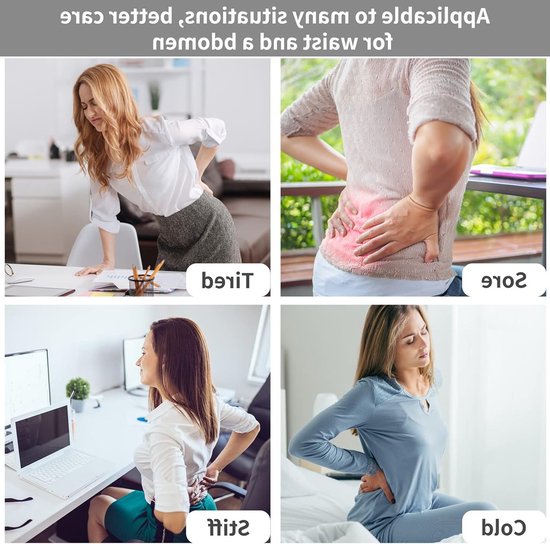 Warmteband voor de Rug van Cashmere voor Dames - Verwarmende Taillebeschermer en Ondersteuning voor de Winter - Zwart - M — afbeelding 3