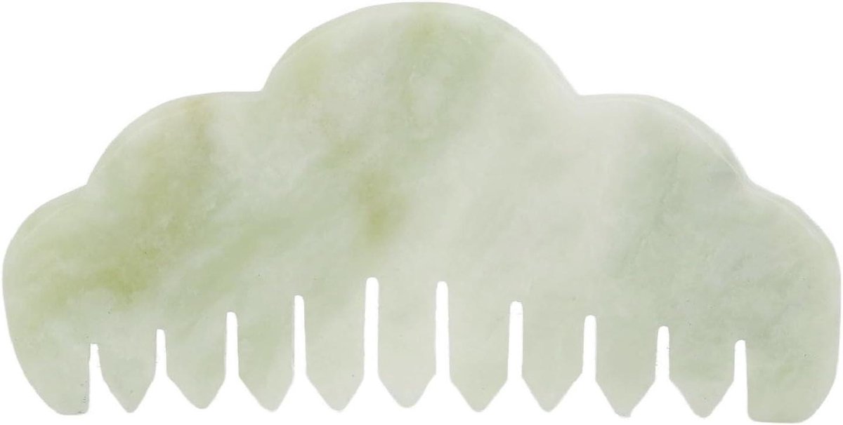Jade Massage Kam - Hoofdhuid Massager - Hoofdhuid Verzorging - Natuursteen Guasha - 12.1 x 7.1 cm - Groen