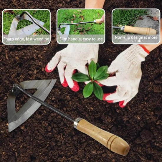 Wegwerper Tuingereedschap - Hand Houttuin - Onkruid Verwijderen - Gehard Mangaanstaal - 35 cm - Houtkleurig van Merkloos	 — afbeelding 4