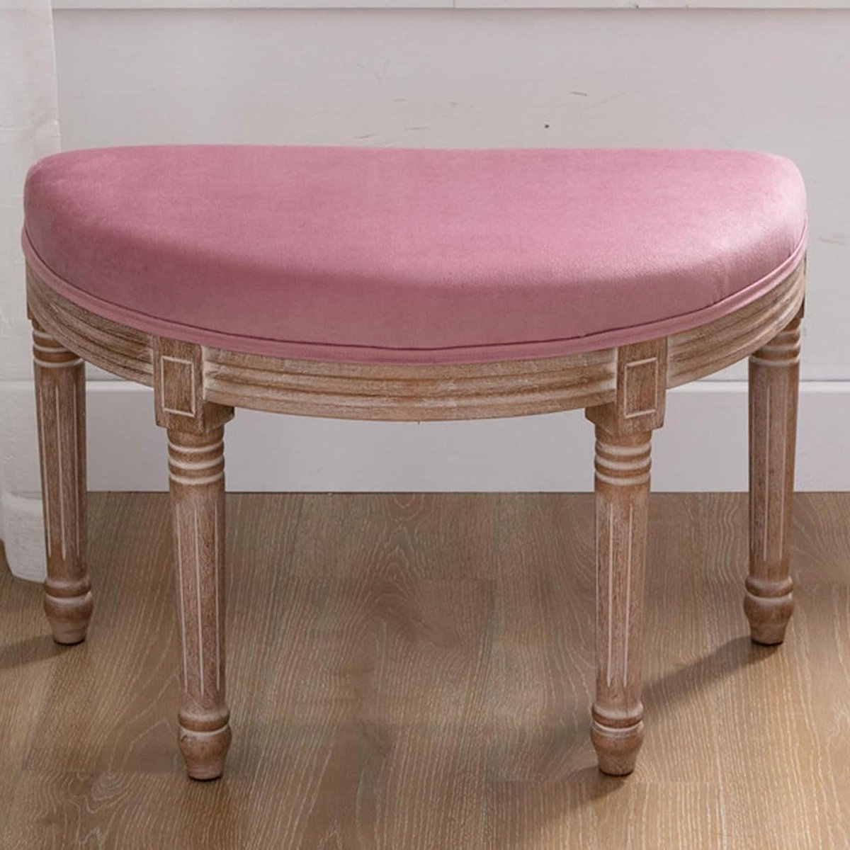 Kaptafel Kruk - Make-up Stoel Hocker - Comfortabel Zitten - Halfrond Ontwerp - 48 cm Hoog - Roze