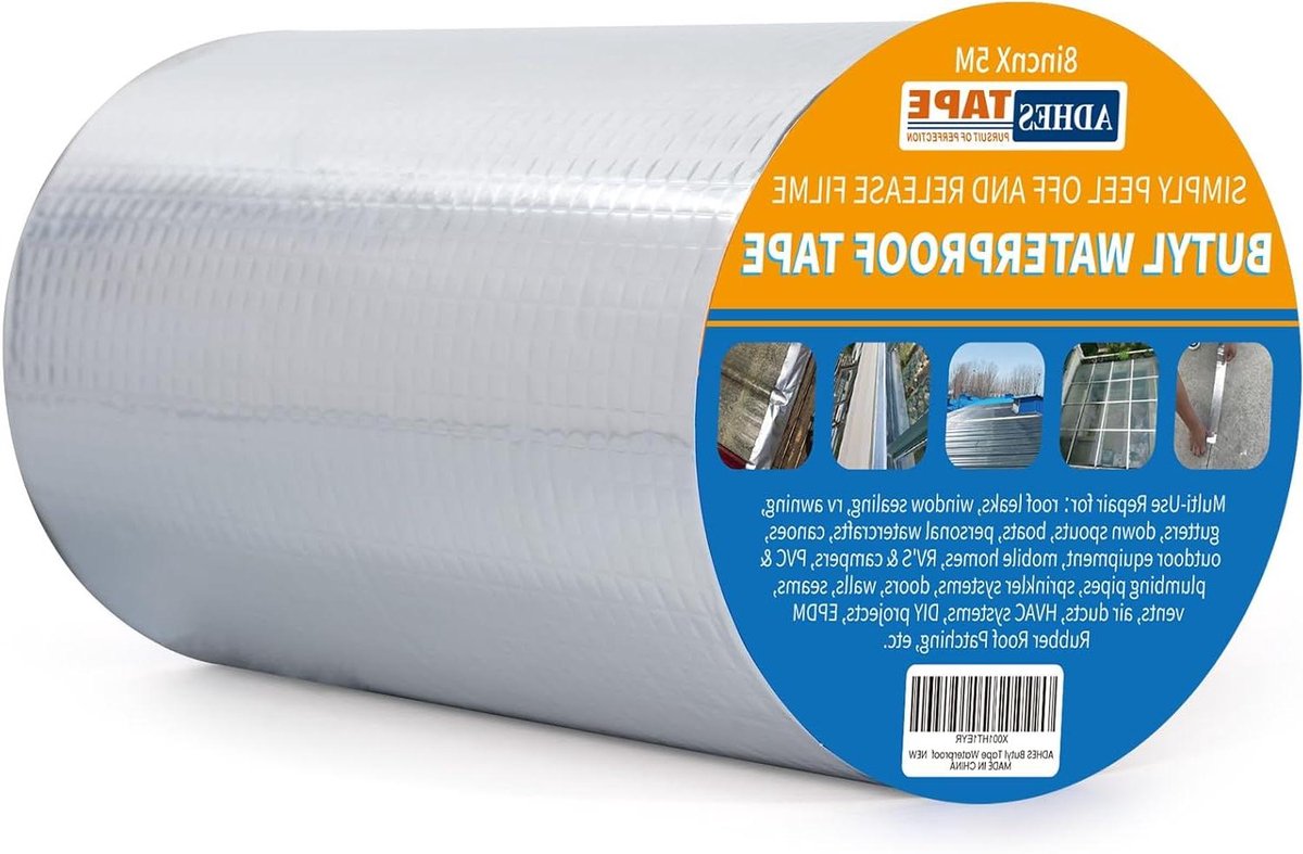 Butylband Afdichtingsband - Waterdichte Tape - Lekkages Dichten - Robuust en Flexibel - 200mm x 5m - Aluminium