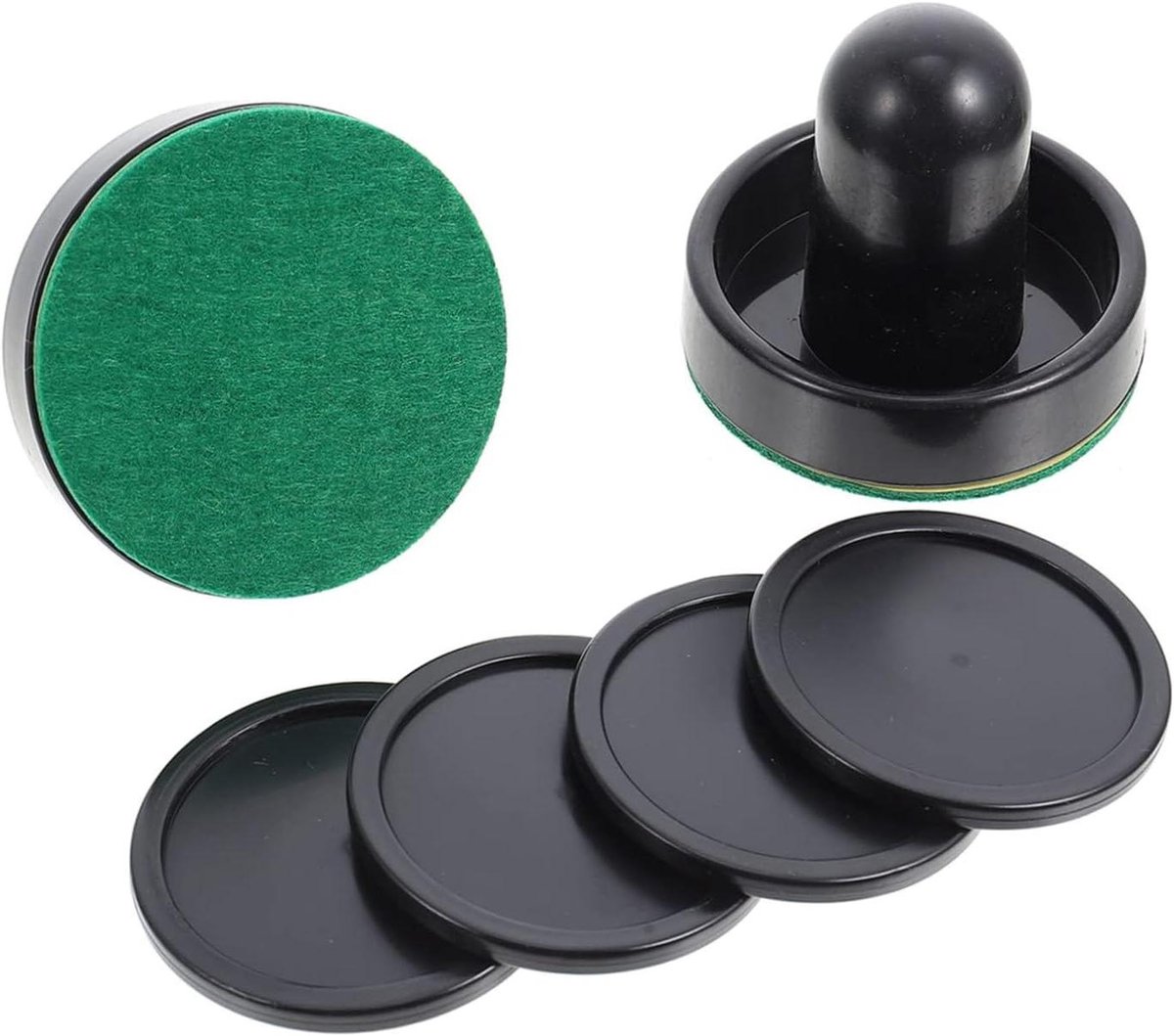 Airhockey Accessoires - Pushers en Pucks - Spel Vervanging - Duurzame Premium Kwaliteit - Set van 6 - Rood