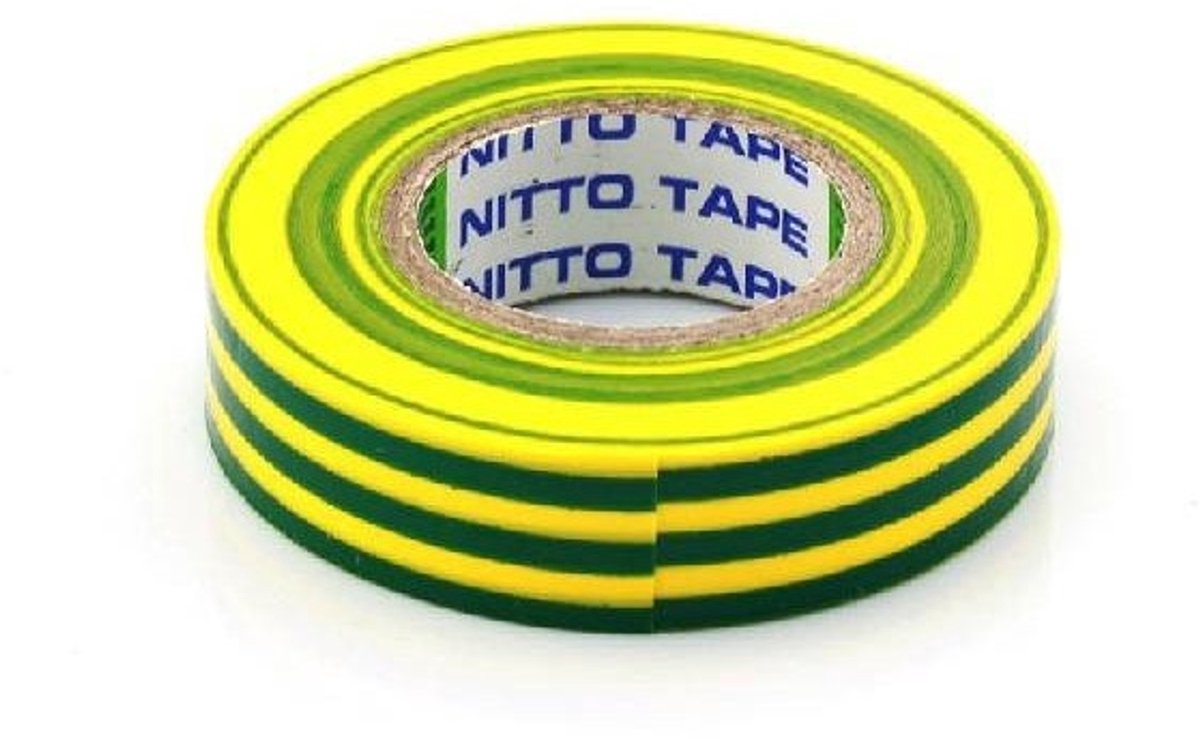 NITTO Plastic Isolatie Tape Geel/groen 15mmx10m