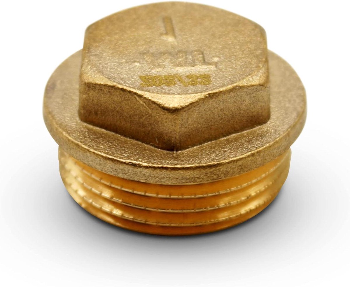 Messing Zeskantplug - Buitendraad dop - Leidingen afsluiten - Corrosiebestendig - 4 stuks 1/2'' - Messing