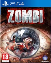 ZOMBI PS4 game cover met een zombie oog dat een zombie weerspiegelt.