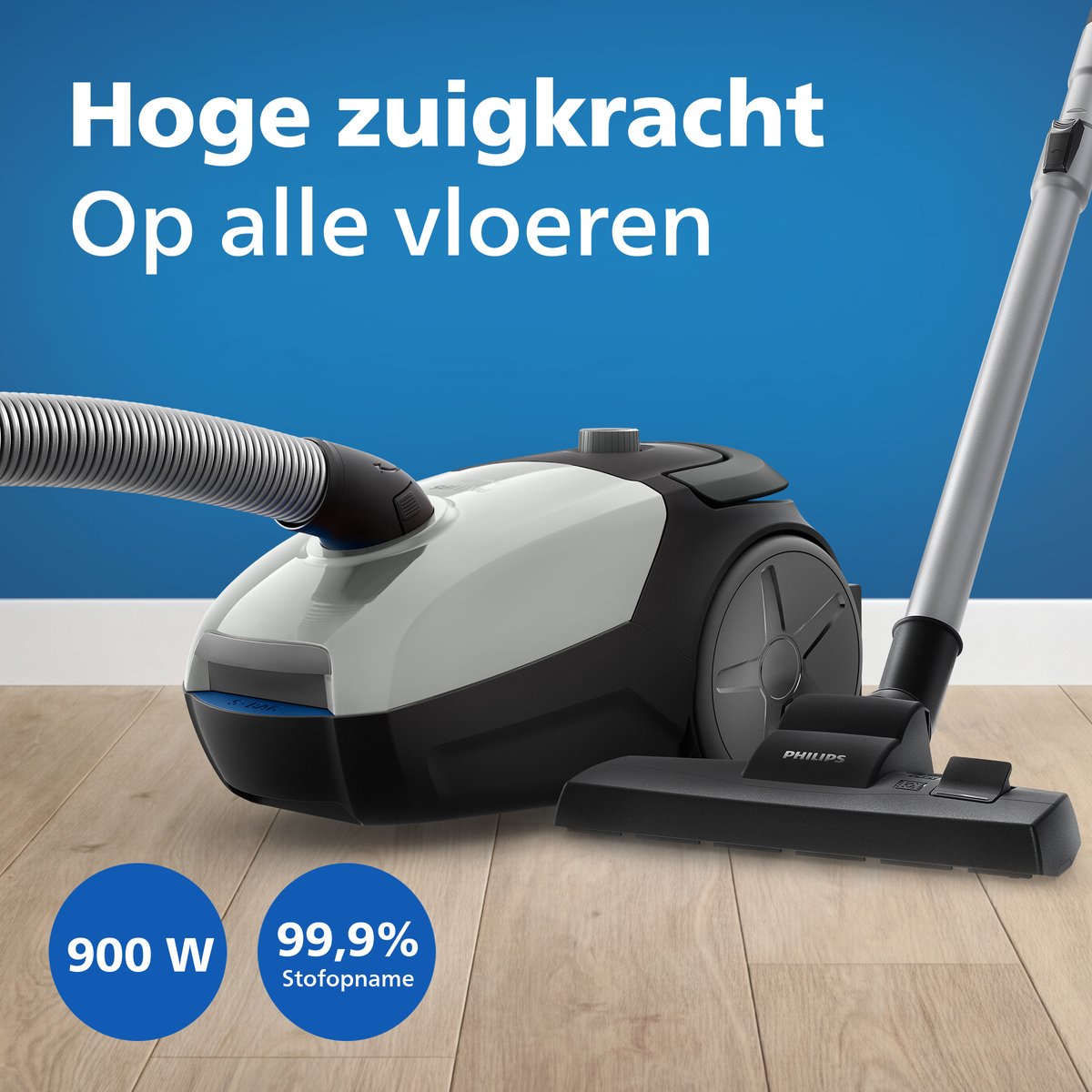 Philips 2000-Serie Stofzuiger met Zak - 900 W – Inclusief 4 Stofzakken en Extra Filter - Compact & Licht - 9 meter bereik - (FC8253/09) — afbeelding 3