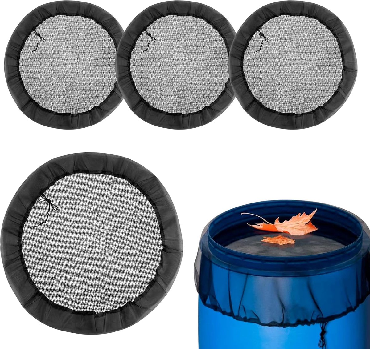 JeiibrZui Regentonnen Net - 100cm - 4 Stuks Met Elastiek - Zwart