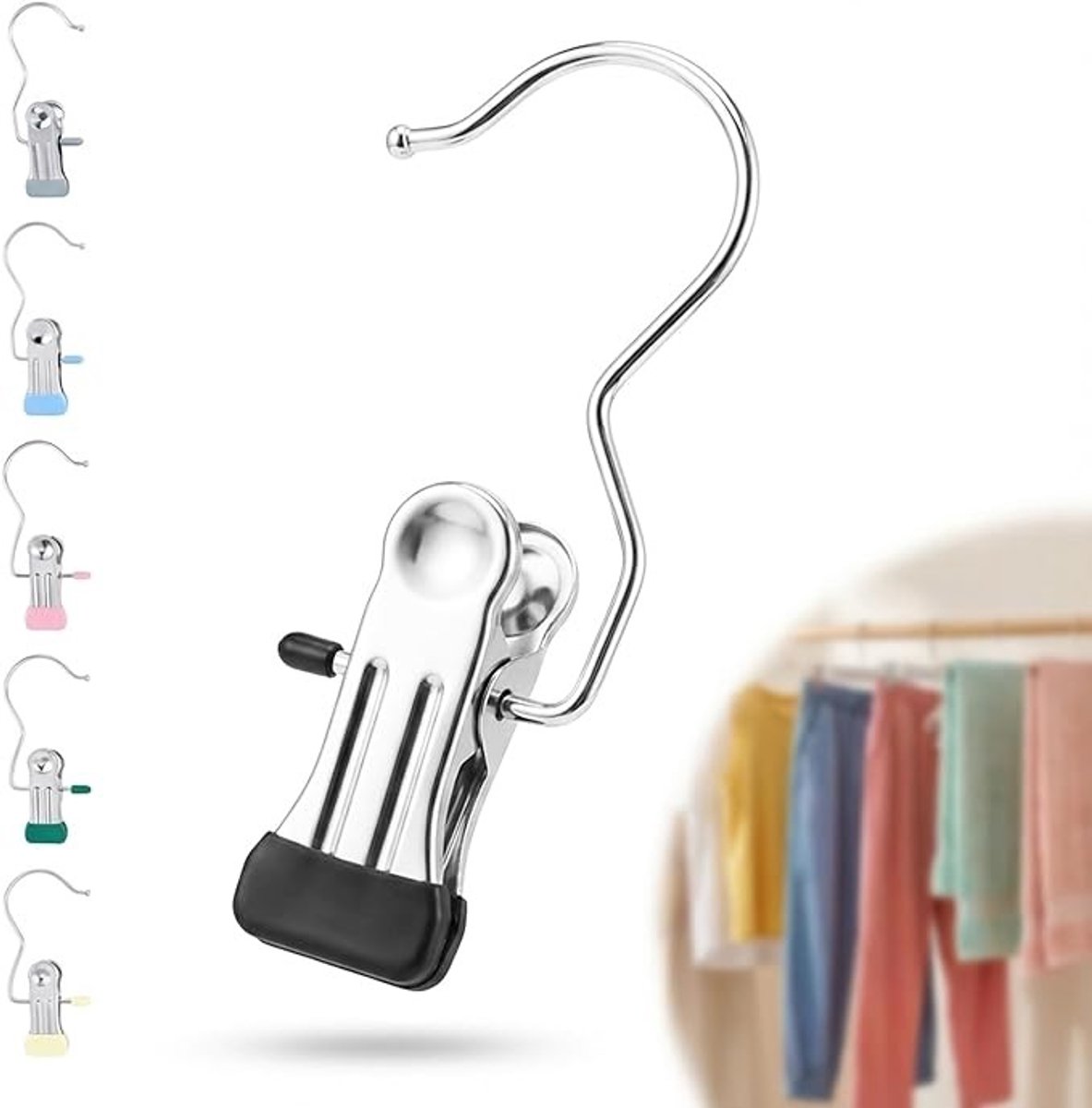 24 Stuks Broekhangers met Clips - Ruimtebesparende Kledinghangers met Antislip Coating
