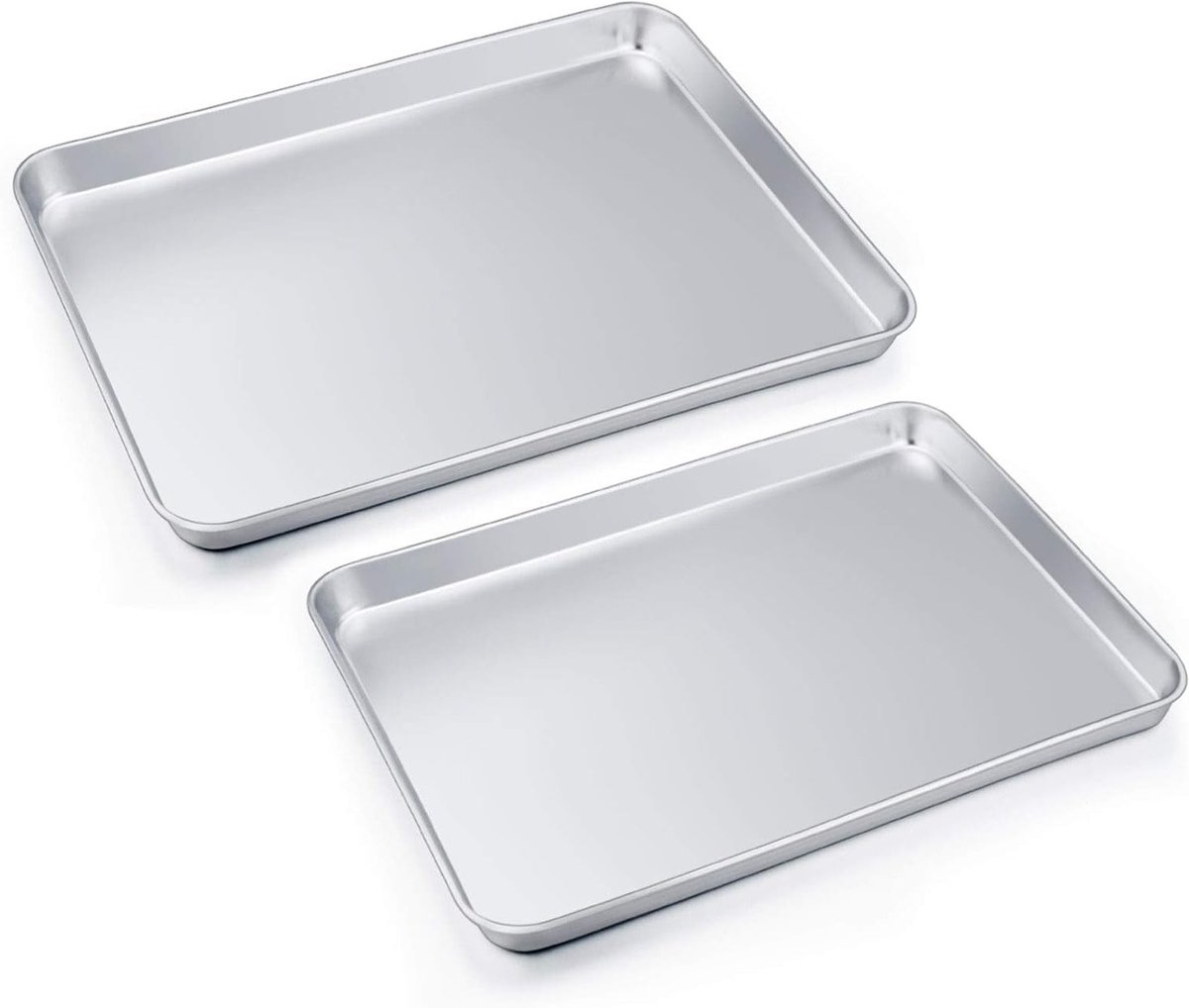 RVS Bakvorm Set van 2, Rechthoekige Ovenschalen, Antiaanbak, Duurzaam en Gezond, 40 x 30 cm & 32 x 25 cm, Makkelijk Schoon te Maken