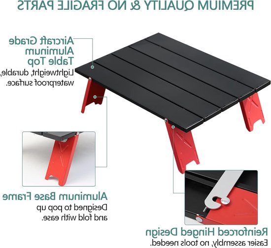 Kleine opvouwbare campingtafel - lichtgewicht aluminium tafel - met draagtas - voor picknick, outdoor, wandelen, strand, reizen - zwart - 39.5×28×12.8cm van Merkloos — afbeelding 3