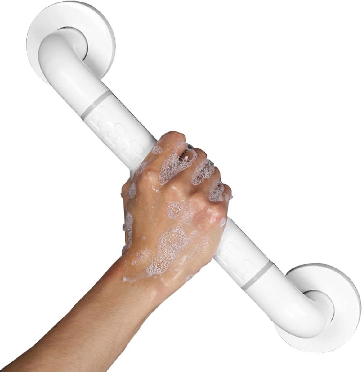 Badkamer Handgreep - Douchegreep Veiligheidsbeugel - Extra Stabiliteit - Nachtzichtfunctie Fluorescerend - 60cm - Wit