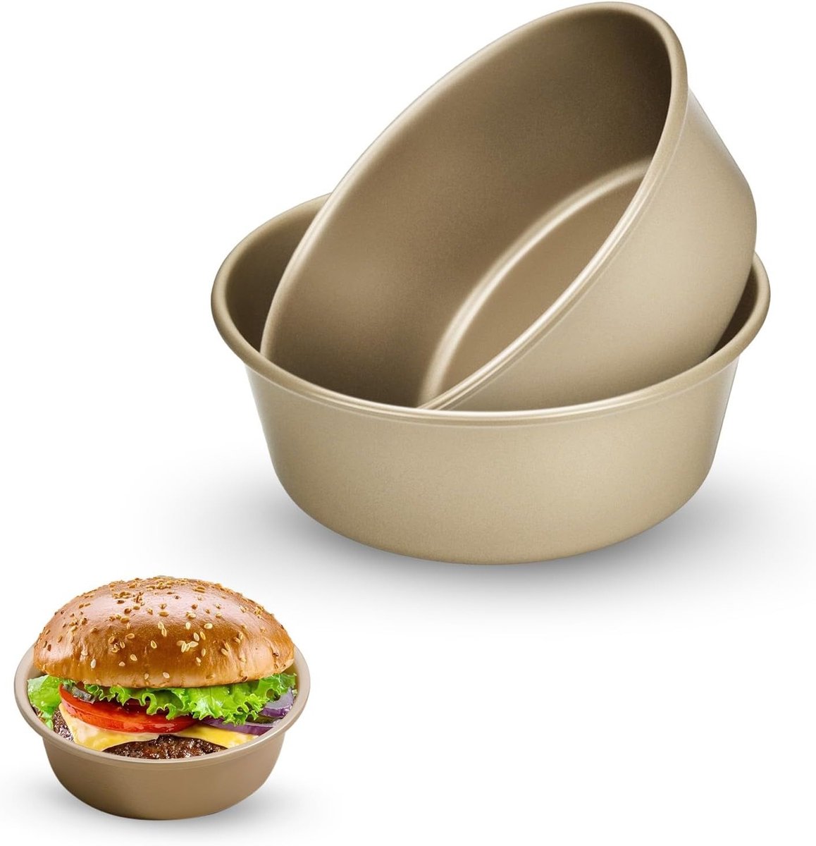 Mini Cake Pan voor Airfryer - Hamburger Vorm Mini Rond Bakvorm voor Cupcakes en Taarten, Perfect voor Bakgerechten