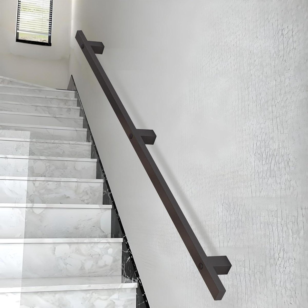 Zwarte trapleuning - Wandmontage steun - Veilig traplopen - Stevig smeedijzer - 120 cm - Zwart