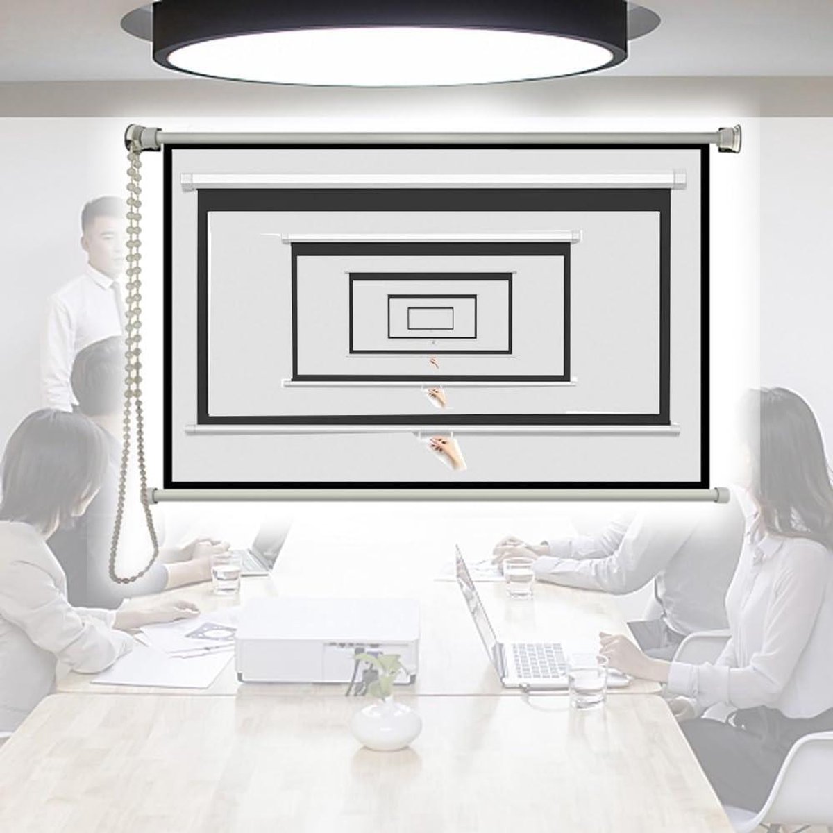 Projectiescherm - Filmscherm HD - Thuisbioscoop - Handmatig oprolbaar - 50 inch - Wit